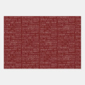 Feuille De Papier Cadeau Mots d'inspiration rouge or blanc (Devant)