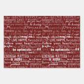 Feuille De Papier Cadeau Mots Inspirants Noir Blanc (Devant 3)