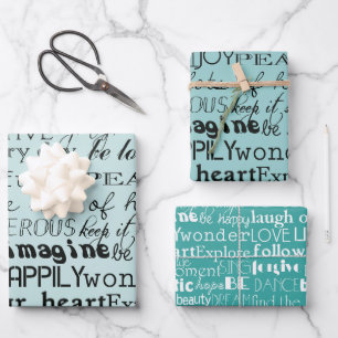 Feuille De Papier Cadeau Mots Inspirants Vert Menthe Blanc