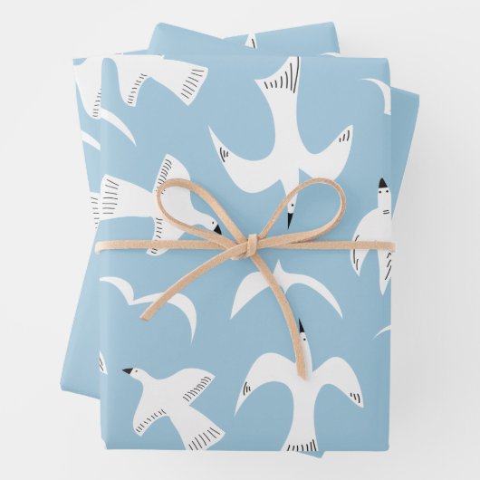 Feuille De Papier Cadeau Mouettes en vol (En situation)