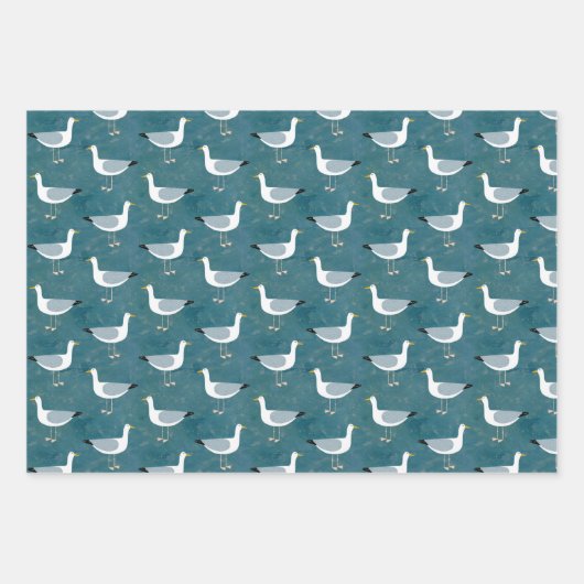 Feuille De Papier Cadeau Mouettes marines (Devant 2)