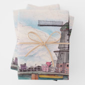 Feuille De Papier Cadeau Moulin De Adriaan Haarlem Pays-Bas Aquarelle (En situation)