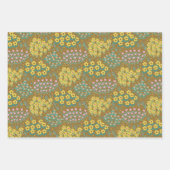 Feuille De Papier Cadeau Moustard de lit Floral (Devant)