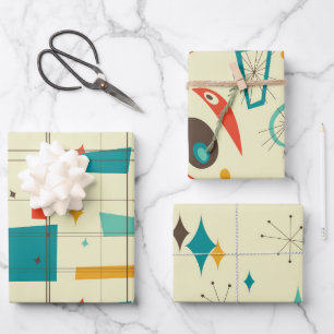 Feuille De Papier Cadeau Moyen-âge rétro du milieu du siècle Mood de l'