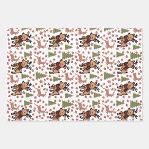 Feuille De Papier Cadeau Mug floral mignon avec renne