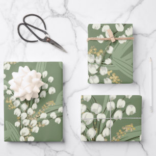Feuille De Papier Cadeau Muguet floral 