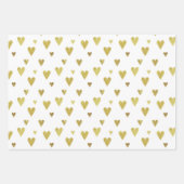 Feuille De Papier Cadeau Multiples Coeurs d'or sur Arrière - plan blanc (Devant 3)