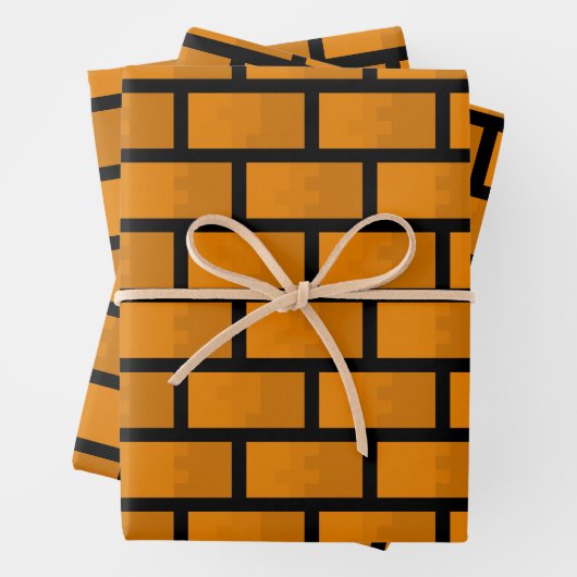 Feuille De Papier Cadeau Mur en briques 8 bits (En situation)