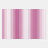 Feuille De Papier Cadeau Mûre Rose & Rayures Blanches (Devant)