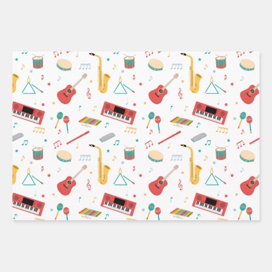 Feuille De Papier Cadeau Musical Instruments Music Theme Pattern (Devant 2)