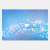 Feuille De Papier Cadeau Musique avec étoiles arrière - plan (Devant)