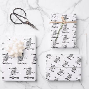 Feuille De Papier Cadeau Musique Chats Bonheur - Musicien Amoureux des chat