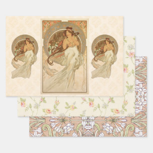 Feuille De Papier Cadeau Musique d'Alphonse Mucha, Cadeaux