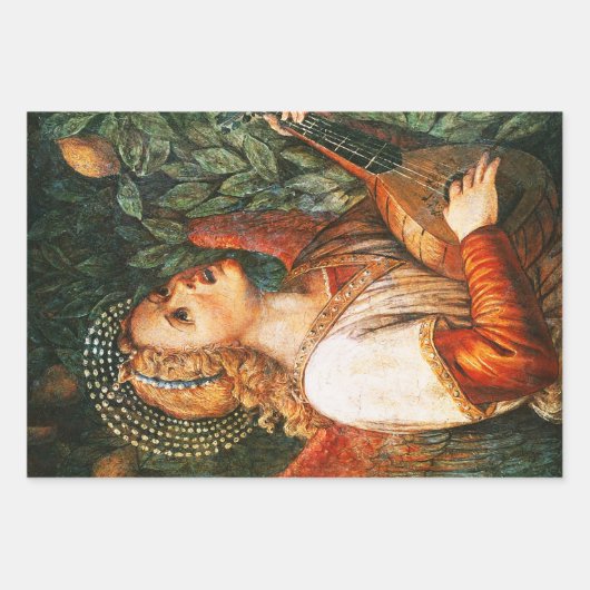 FEUILLE DE PAPIER CADEAU MUSIQUE FABRIQUANT DES ANGES DE NOËL (Devant)