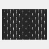 Feuille De Papier Cadeau Musique Motif Melting Treble Clef Blanc et Noir (Devant 3)