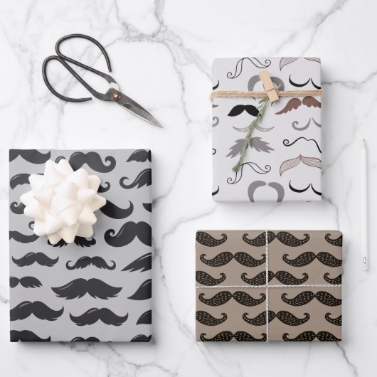 Feuille De Papier Cadeau Mustache Mania (Recto)