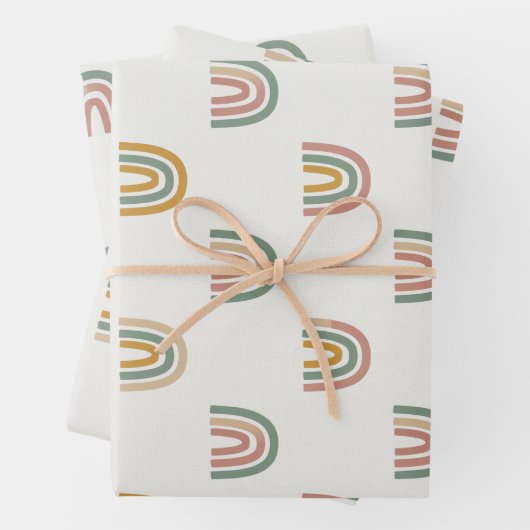 Feuille De Papier Cadeau Muted boho rainbow scandi pattern  (En situation)