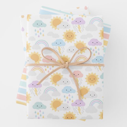 Feuille De Papier Cadeau My Little Sunshine Rainbows & Clouds Party Wrap (En situation)
