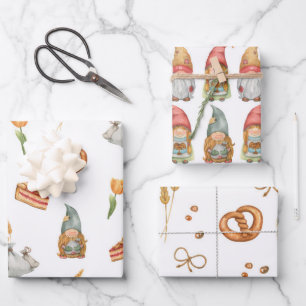 Feuille De Papier Cadeau Nains mignons Gnomes Noël Gîtes