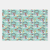 Feuille De Papier Cadeau Nativité en rose, bleu et violet (Devant)