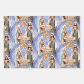 Feuille De Papier Cadeau Nativité Stable Scène Motif Vacances (Devant 3)