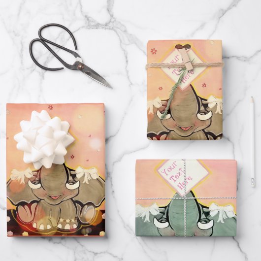 Feuille De Papier Cadeau Natosha, L'Epelle Eléphante (Recto)