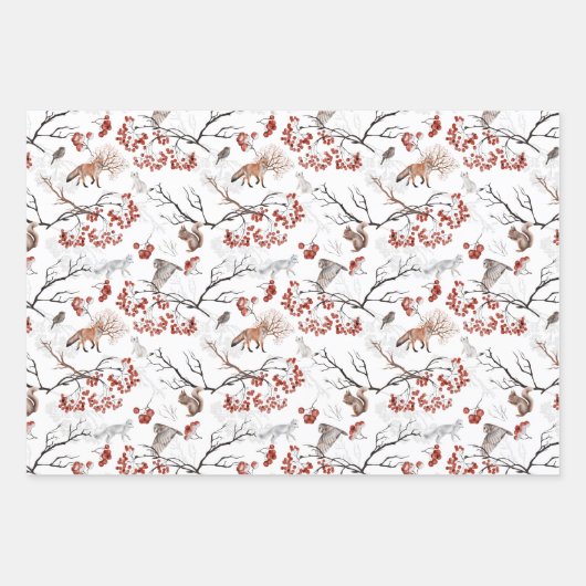 Feuille De Papier Cadeau Nature Thématique Faune Noël (Devant 3)