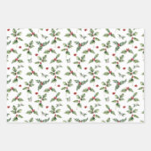 Feuille De Papier Cadeau Nature Thème Noël Verdure Oiseau Rouge Pin (Devant 3)