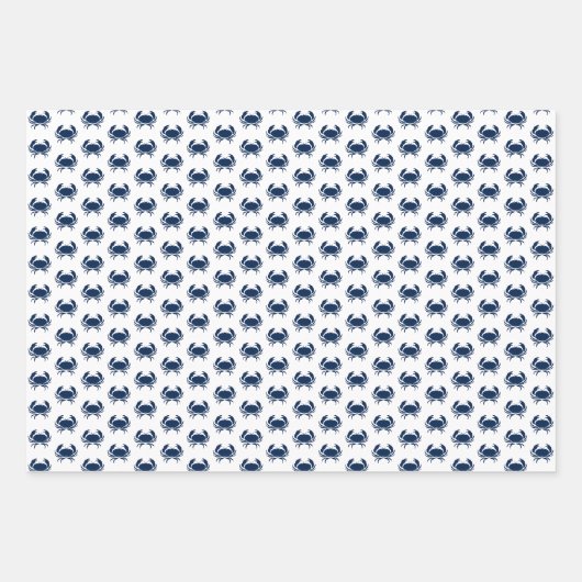 Feuille De Papier Cadeau Nautique Sea Animaux motifs homard crabe hippocamp (Devant 3)