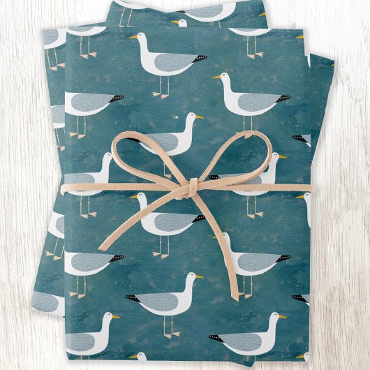 Feuille De Papier Cadeau Nautique Seagull