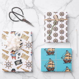 Feuille De Papier Cadeau Navires et gouvernails de pirates