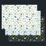 Feuille De Papier Cadeau Navy and Baby Blue Flowers with Foliage Pattern<br><div class="desc">These beautiful and elegant wrapping paper are versatile and can be used for giving gifts or art and craft projects. They are ideal for any occasion such as birthdays,  weddings,  bridal showers,  baby showers,  anniversaries or general gifts. The design features watercolor baby blue and navy blue flowers with foliage.</div>