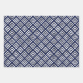 Feuille De Papier Cadeau Navy and Silver Geometric Patterns Elegant (Devant)