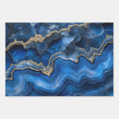 Feuille De Papier Cadeau Navy Blue Geode Slice with Gold Veins (Devant)