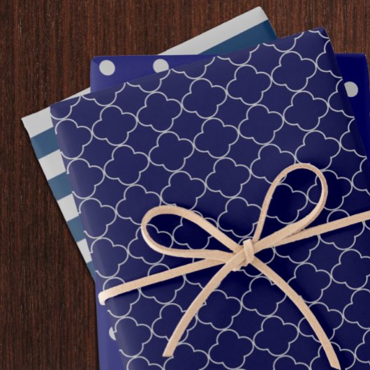 Feuille De Papier Cadeau Navy Blue Gray Patterned Wrapping Paper Sheets