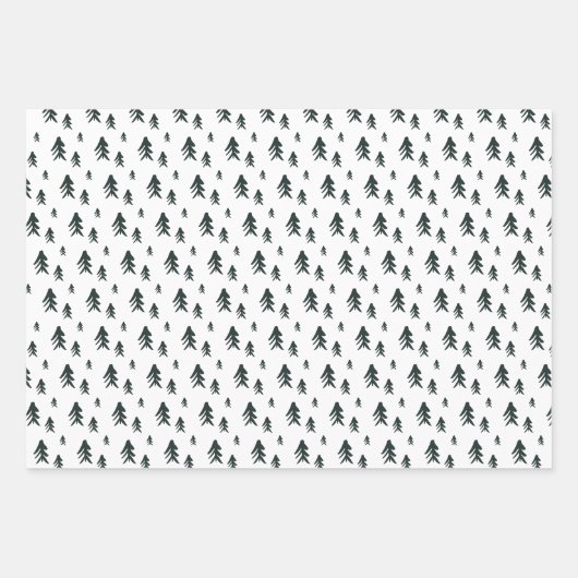 Feuille De Papier Cadeau neige de Noël 8 photos grille vert pin (Devant 3)