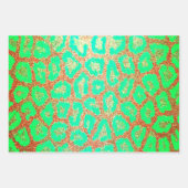 Feuille De Papier Cadeau Neon Faux Empreinte de léopard Parties scintillant (Devant 3)