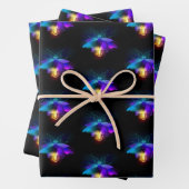 Feuille De Papier Cadeau Neon Firefly sur noir (En situation)