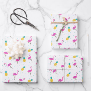 Feuille De Papier Cadeau Néon Flamingos