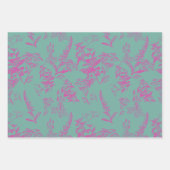 Feuille De Papier Cadeau Neon Fleur sauvage rose & turquoise (Devant 3)