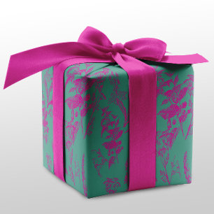 Feuille De Papier Cadeau Neon Fleur sauvage rose & turquoise