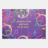 Feuille De Papier Cadeau Neon Glow Disco Dance Anniversaire (Devant 3)