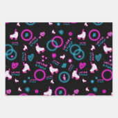 Feuille De Papier Cadeau Neon Glow Roller Skating Roll Motif (Devant 3)