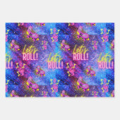 Feuille De Papier Cadeau Neon Pink Roller Patinage Disco Anniversaire (Devant)