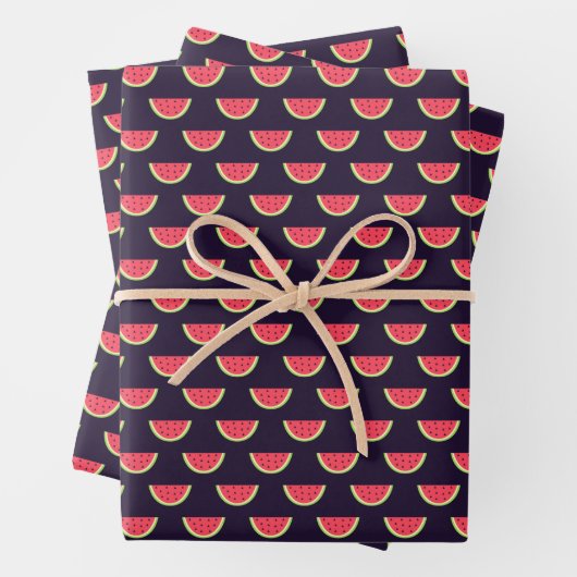 Feuille De Papier Cadeau Neon Watermelon on Purple Pattern (En situation)