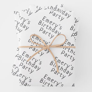 Feuille De Papier Cadeau Neutre Minimaliste Avec Nom Joyeux Anniversaire