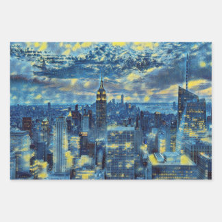 Feuille De Papier Cadeau New York City à Van Gogh Starry Nuit Abstraite