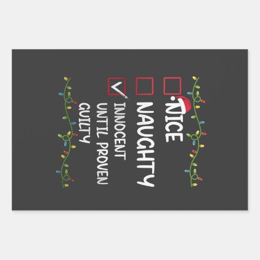 Feuille De Papier Cadeau Nice Naughty Innocent Jusqu'À Des Noël De Culpabil (Devant)