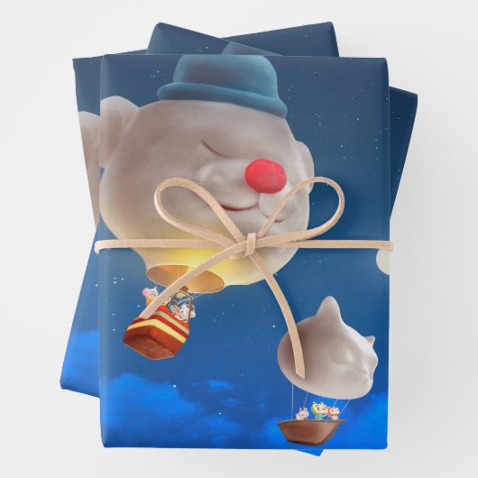Feuille De Papier Cadeau Night Sky Balloon Adventure (En situation)