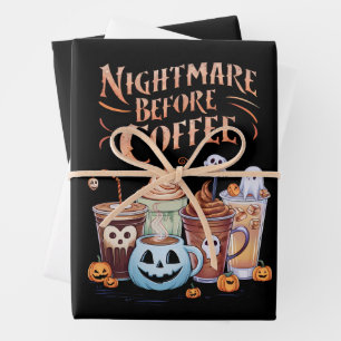 Feuille De Papier Cadeau Nightmare avant café Citrouille épice Halloween